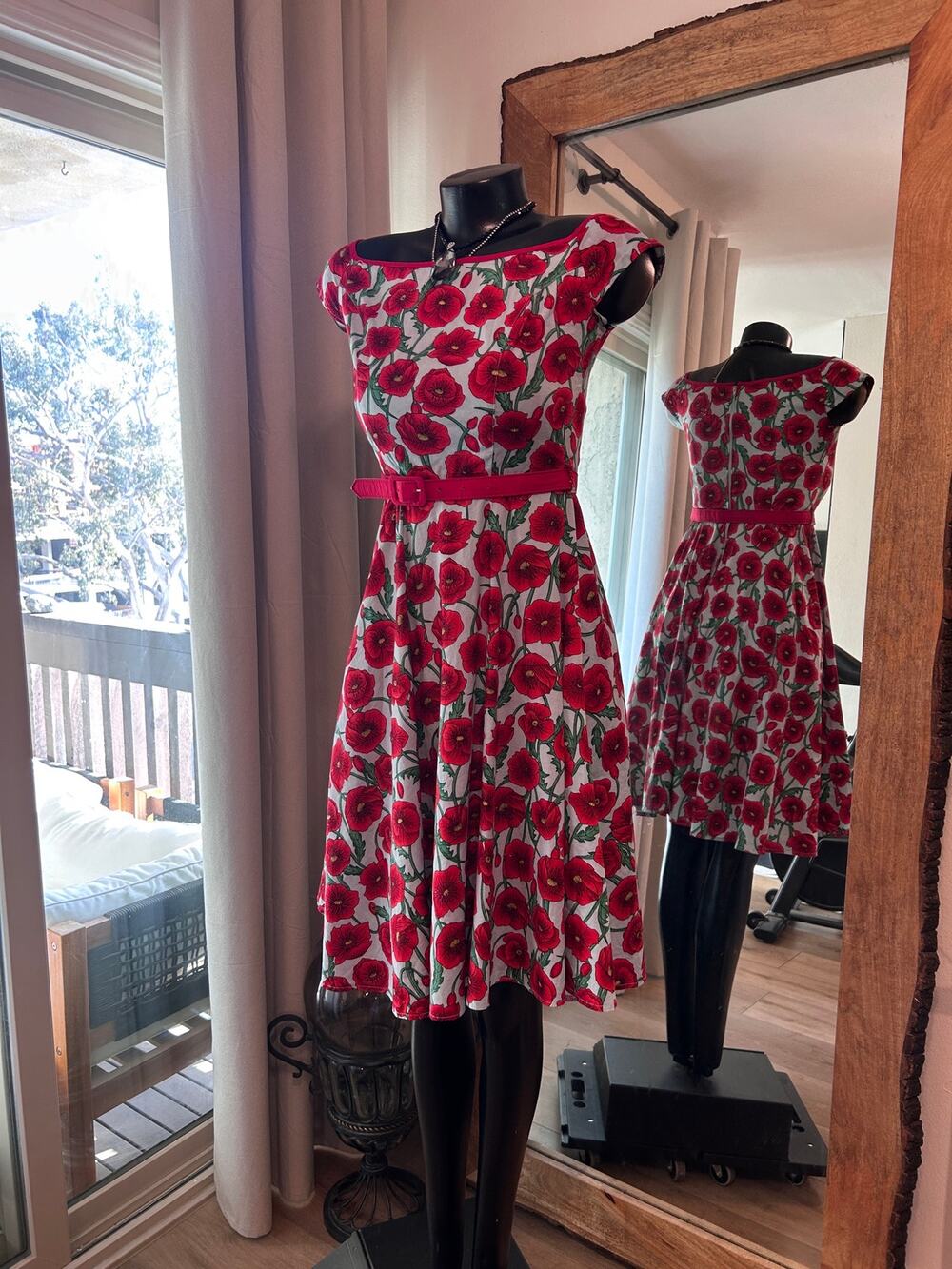 Hell Bunny Cordelia Poppy Swing Dress Vintage 50s Rockabilly Retro Red XS/S